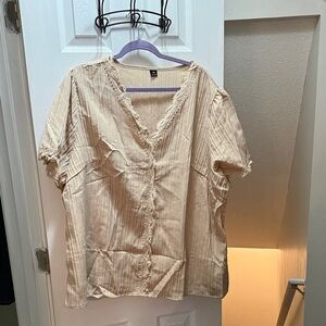 SHEIN Women's Beige Fringed Top